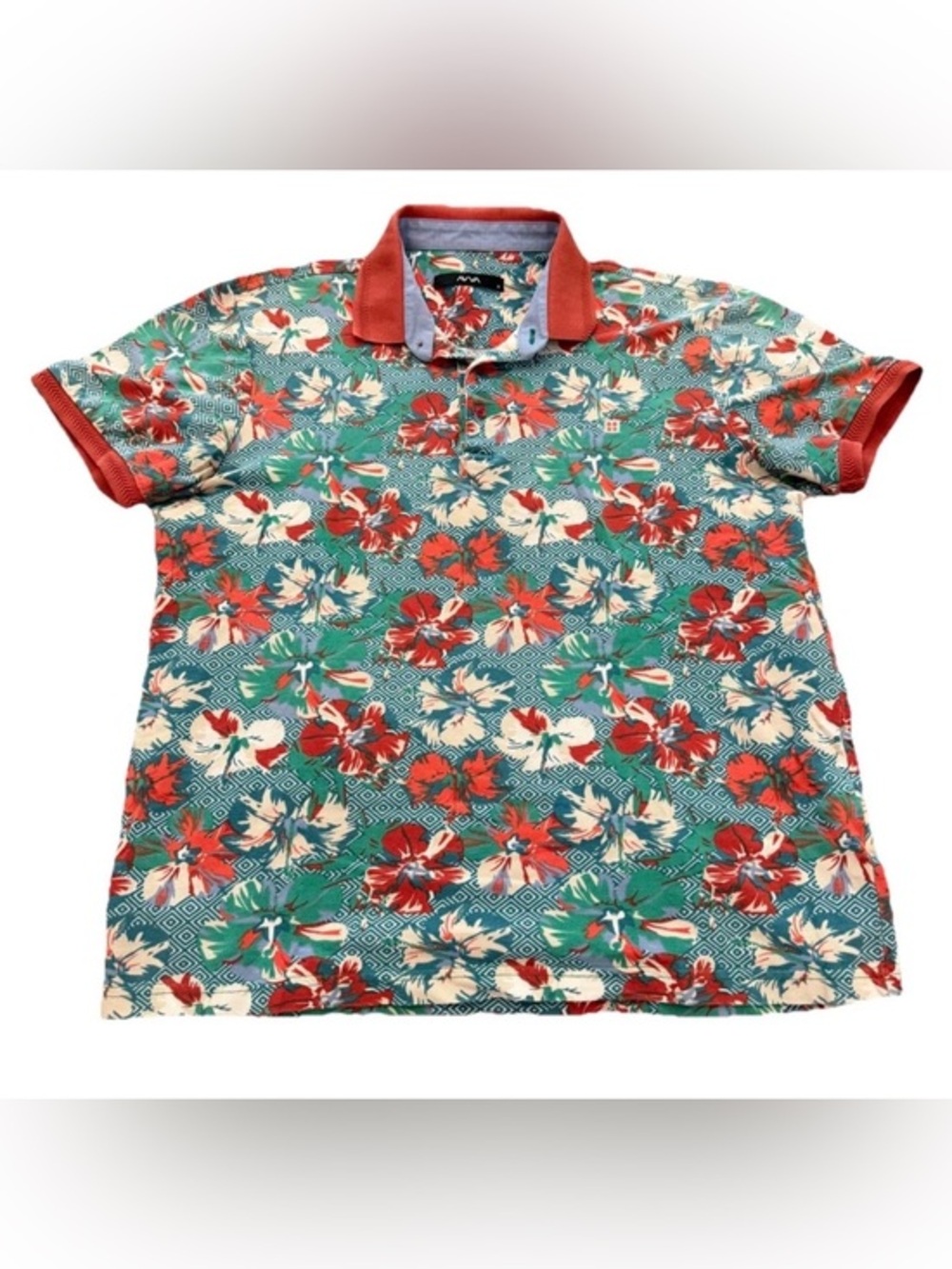 AVVA Men's Polo Shirt SZ Small Short Sleeve Hawaiian Polo Summer Beach
